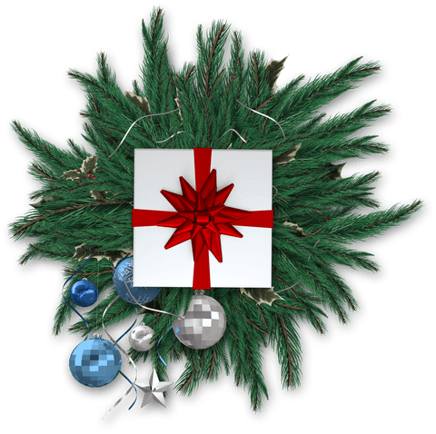 festive fir wreath with decorative gift & baubles on transparent background - Download Free Stock Videos Pikwizard.com