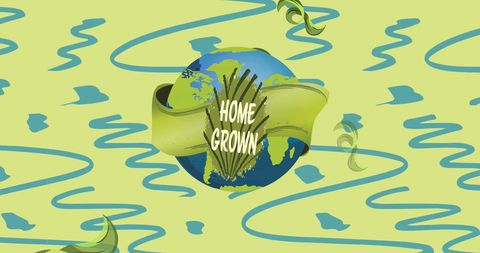 Home grown concept with earth and sustainable leaves design