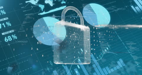 Digital Data Security with Padlock Illustration