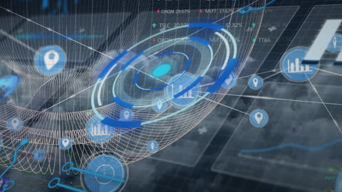Digital Interface with Cybersecurity Elements Overlaying Football
