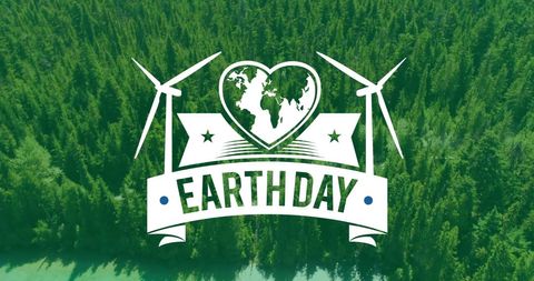 Earth Day Celebratory Banner Above Lush Forest
