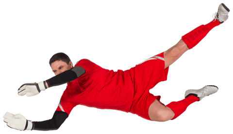 caucasian male soccer goalkeeper in mid-air dive on transparent background - Download Free Stock Videos Pikwizard.com