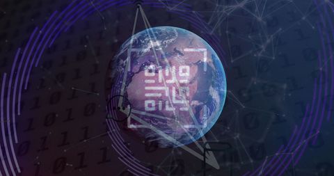 Global Connections Concept with QR Code Over Planet Earth - Download Free Stock Images Pikwizard.com