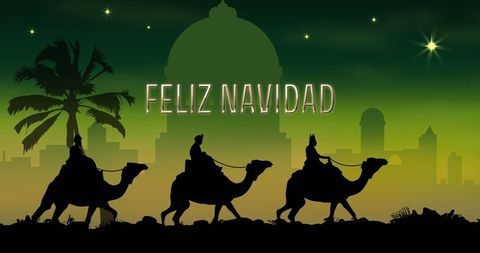 Feliz Navidad Wishes with Three Wise Men Silhouette - Download Free Stock Images Pikwizard.com