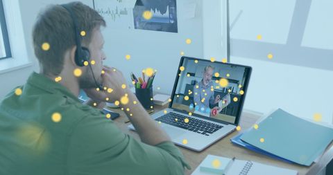 Virtual team meeting between managers exchanging ideas