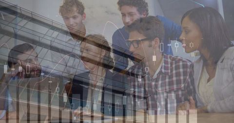 Diverse Team Analyzing Stock Performance Data for Business Strategy