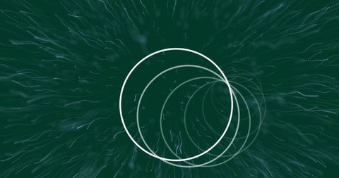 Abstract circles with digital waves on dark background