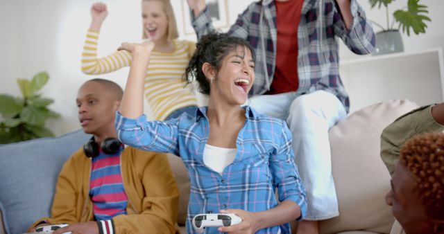 Diverse Group of Friends Playing Video Games Together - Download Free Stock Images Pikwizard.com