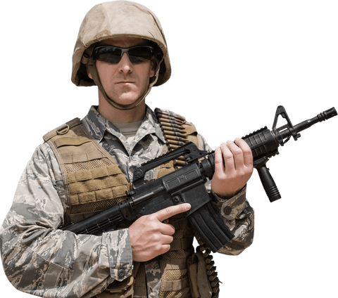 military soldier in gear carrying rifle, transparent background - Download Free Stock Videos Pikwizard.com