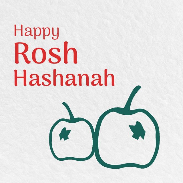 Ideal for Rosh Hashanah greeting cards, invitations, and social media posts. This versatile design can also be used for educational materials, holiday newsletters, and festive announcements. Its simple and modern look makes it perfect for both traditional and contemporary contexts.