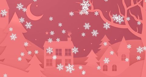 Winter Wonderland with Snowflakes and Cozy Homes - Download Free Stock Images Pikwizard.com