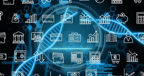 Merging genomics and finance with holographic DNA helix and fintech analytics interface