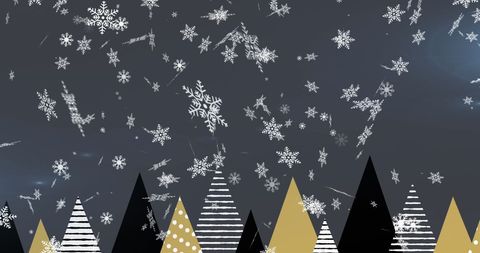 Snowfall Over Decorative Christmas Trees and Patterns - Download Free Stock Images Pikwizard.com