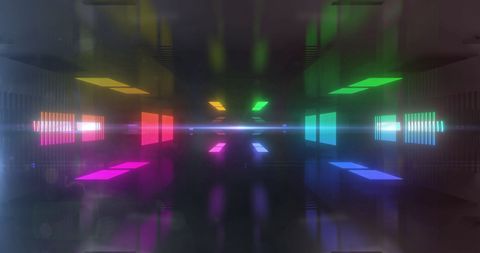 Futuristic Glowing Tunnel with Multicolored Neon Lights