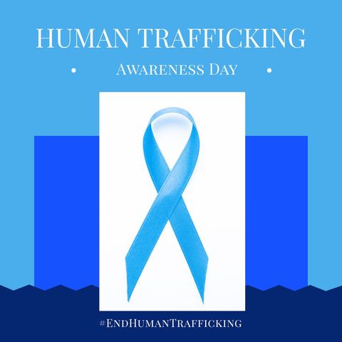 Human Trafficking Awareness Day Concept with Blue Ribbon - Download Free Stock Templates Pikwizard.com