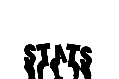 Hands holding stats text on transparent background