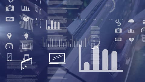 Tech Icons and Data Insights Overlay for Digital Business