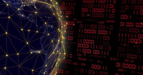 Connecting Global Network Mesh to Red Binary Code for Cybersecurity and Data Visualization