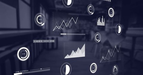 abstract digital interface with data analytics in modern office - Download Free Stock Images Pikwizard.com
