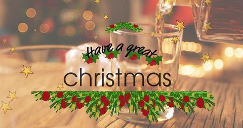 Christmas Greetings with Festive Holly and Whisky Pour - Download Free Stock Images Pikwizard.com