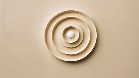 Minimalist concentric circles with white sphere