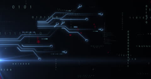Abstract Digital Data Network with Hand Icon Animation