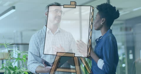 Diverse Professionals Discussing Business Strategy in Office