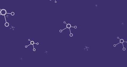 Chemical Molecules Floating on Violet Background Animation