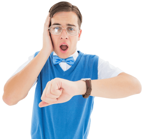 surprised man in glasses checking time transparent background - Download Free Stock Videos Pikwizard.com