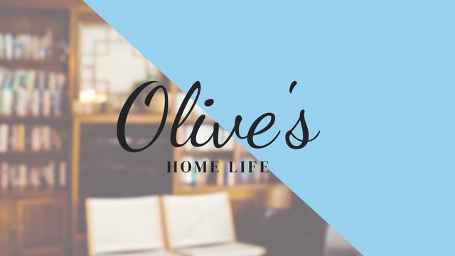 Olive's Home Life text beautifully displayed over a living space with bookshelf, perfect for book lovers or those focusing on home life articles, blogs, or company branding materials. Ideal for lifestyle websites, interior design inspirations, and comfortable home environments.