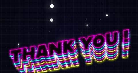 Neon Thank You Banner with Network Connection Background