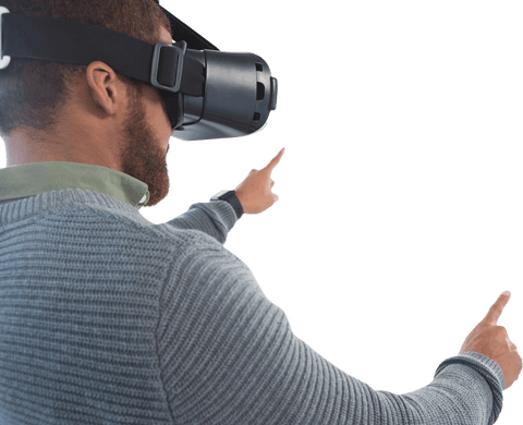Middle-Aged Man Engaging with Transparent Virtual Reality Technology - Download Free Stock Videos Pikwizard.com