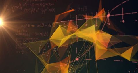 Futuristic Geometric Art with Mathematical Formulas