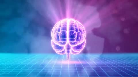 Holographic Brain Projection Amidst Digital Grid Display