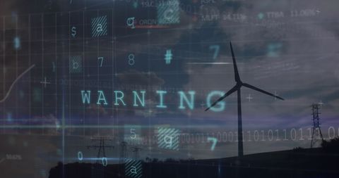 Digital Interface Displayed on Wind Turbine Landscape