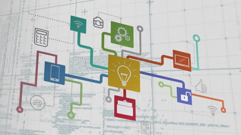 Digital Connectivity Concept with Icon Animation for Data Processing