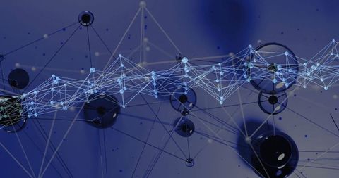 Abstract network connection with light-blue nodes and lines
