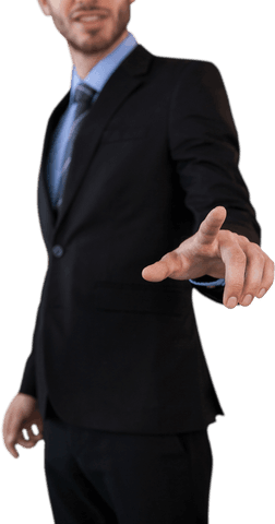 transparent businessman reaching towards virtual space in professional attire - Download Free Stock Videos Pikwizard.com