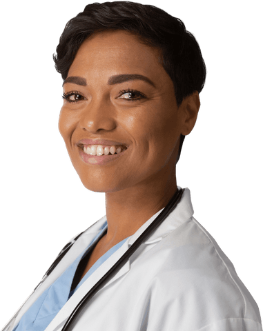 Transparent Smiling Female Doctor Close-Up Healthcare Professional