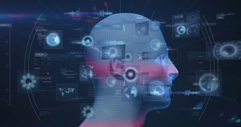 Digital Human Head Model with Data Processing Interface - Download Free Stock Images Pikwizard.com