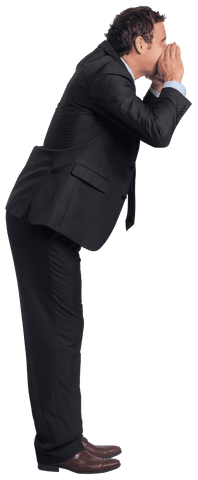 Caucasian Businessman Shouting Isolated on Transparent Background