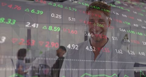 Businessmen Examining Stock Market Data in Office Setting