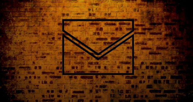 Glowing Neon Envelope Icon on Rustic Brick Wall - Download Free Stock Images Pikwizard.com