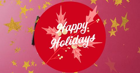 Festive Holiday Greeting with Stylish Typeface on Red Background
