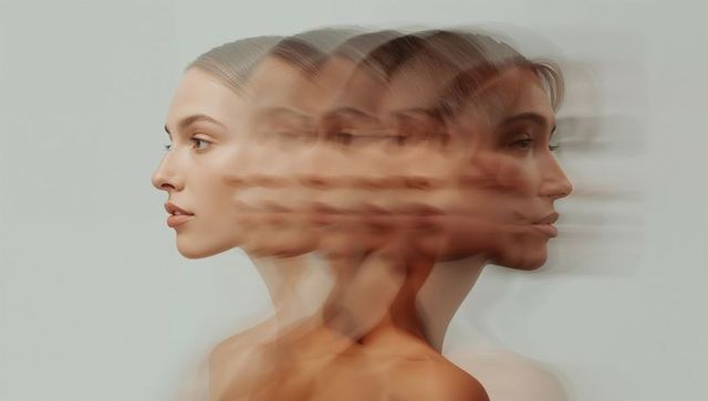 Abstract Motion Blur Portrait of Woman in Profile