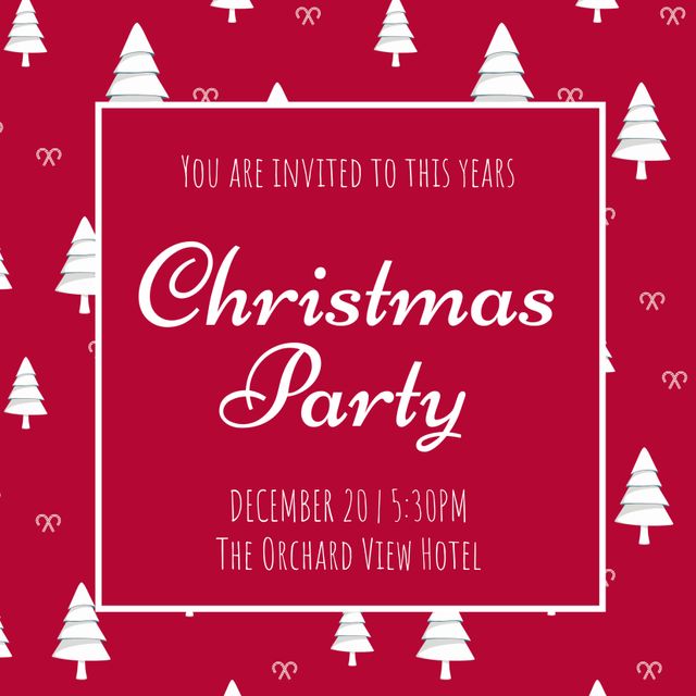 Festive Christmas Party Invitation Featuring Red Holiday Theme - Download Free Stock Templates Pikwizard.com