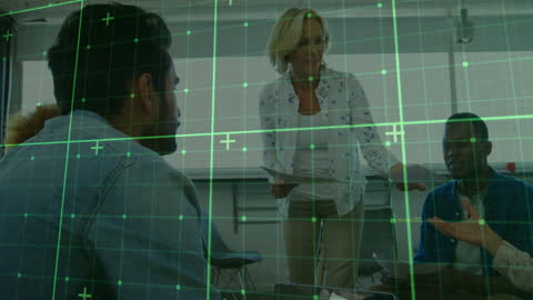 Digital Data Overlay on Group of Business Professionals