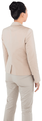 Focused Asian Businesswoman Speaking on Transparent Background