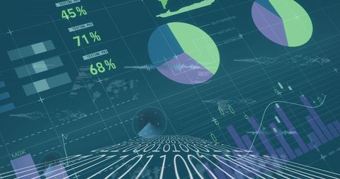 Digital Data and Business Analytics on Blue Background - Download Free Stock Images Pikwizard.com