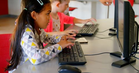 Girls Learning Computer Skills in Classroom - Download Free Stock Images Pikwizard.com